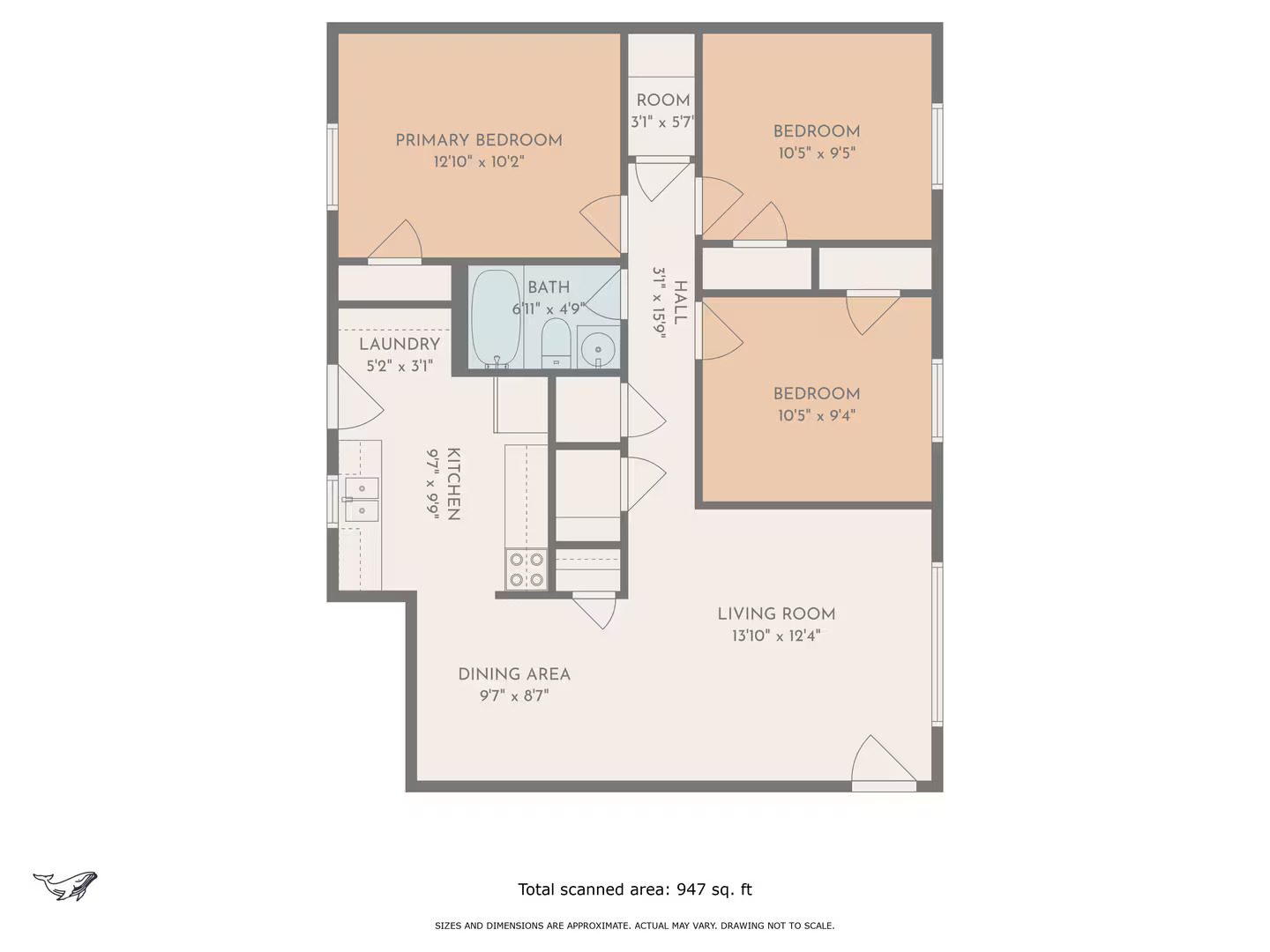 Three Bedroom 3D Floor plan rendering